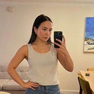 Chico's Light Gray shimmery Ribbed Top